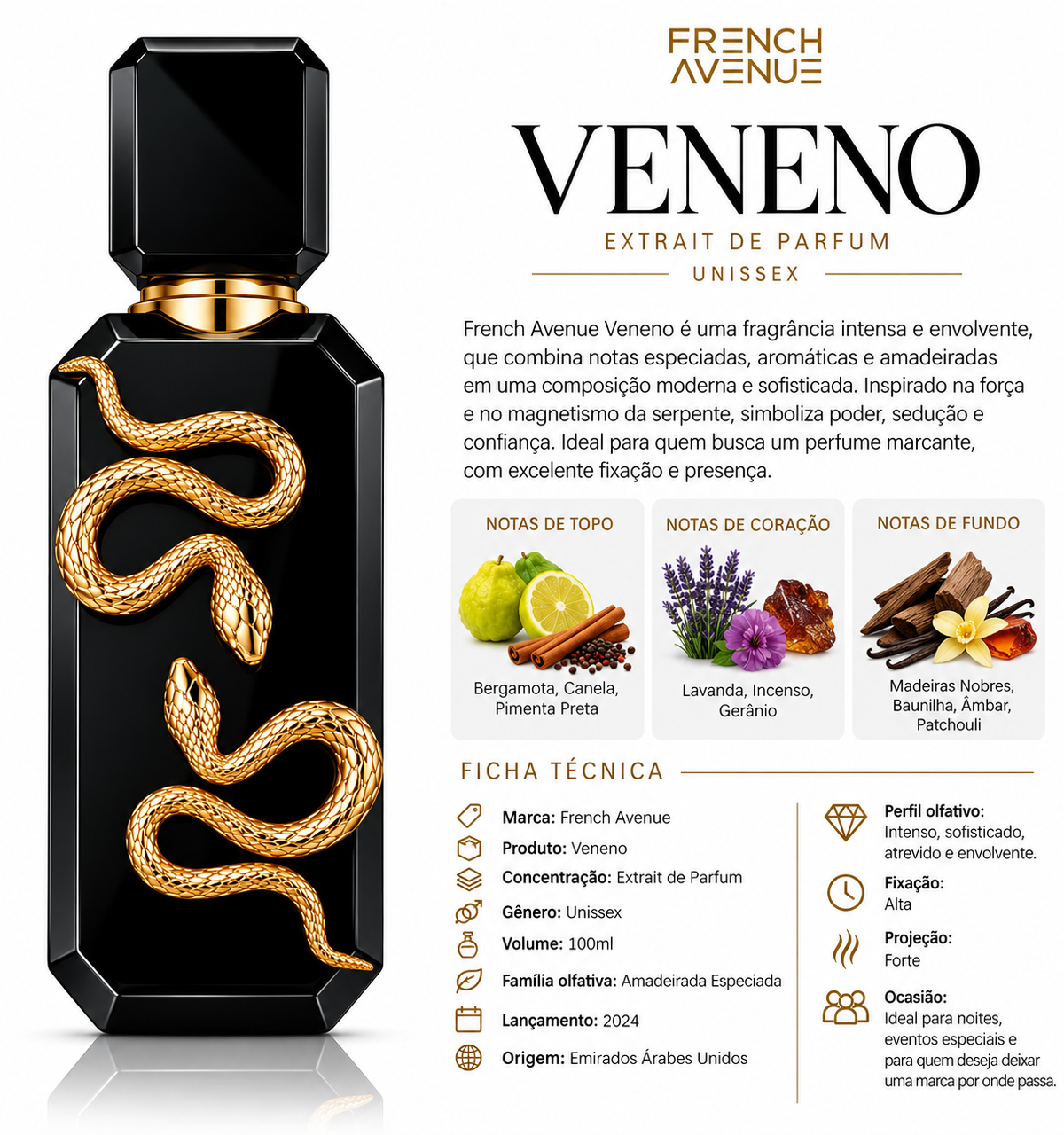 Perfume French Avenue Veneno Extrait de Parfum Unissex 100ml